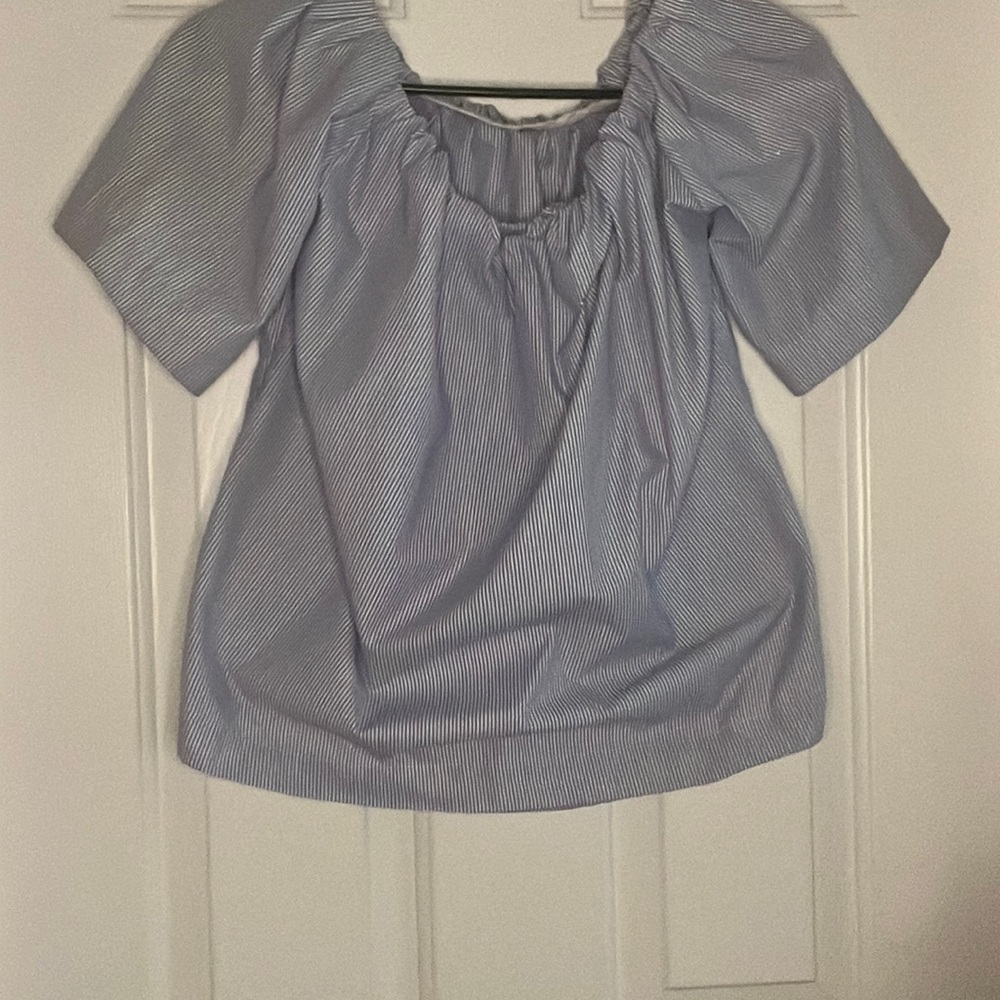 Blouse With Mini Blue and White Stripes